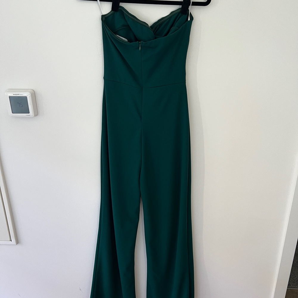Lulu's Emerald Green Strapless Jumpsuit - Picture 2 of 3